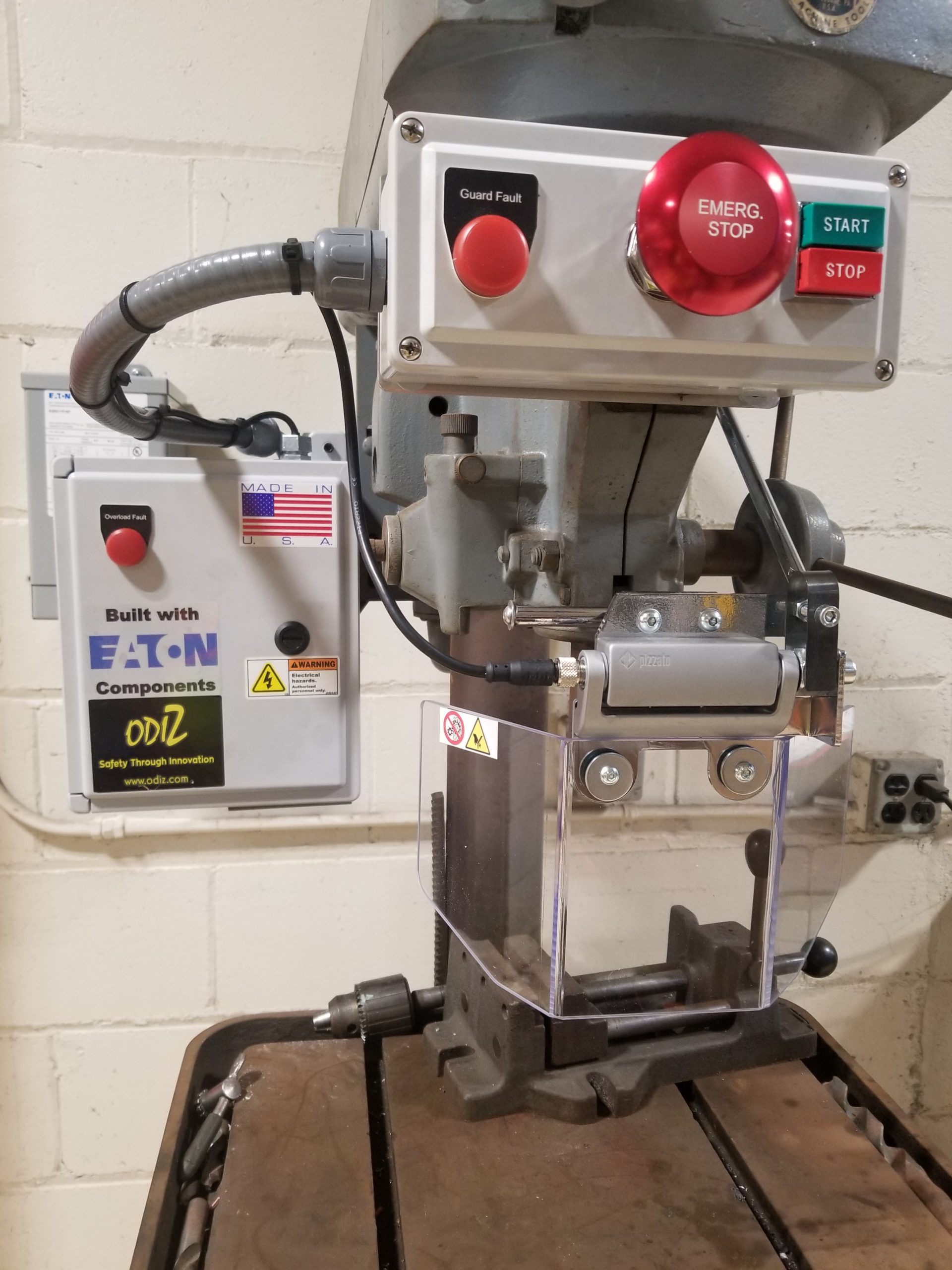 Flip Up Drill Press Guard with Optional ODIZ Interlock System Odiz